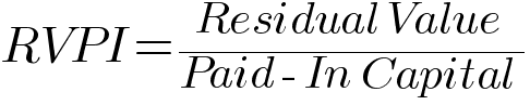 RVPI equals residual value divided by paid-in capital.